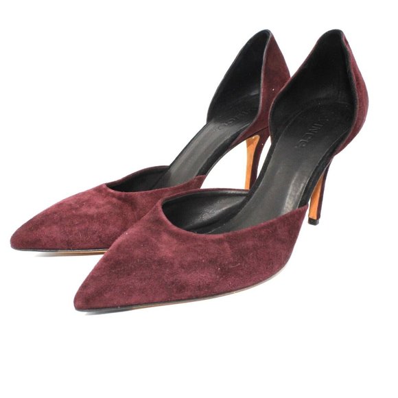 Vince Womens Sz 9.5M Celeste Dorsay Burgundy Red Brown Suede Pointed Toe Heels - Picture 4 of 10